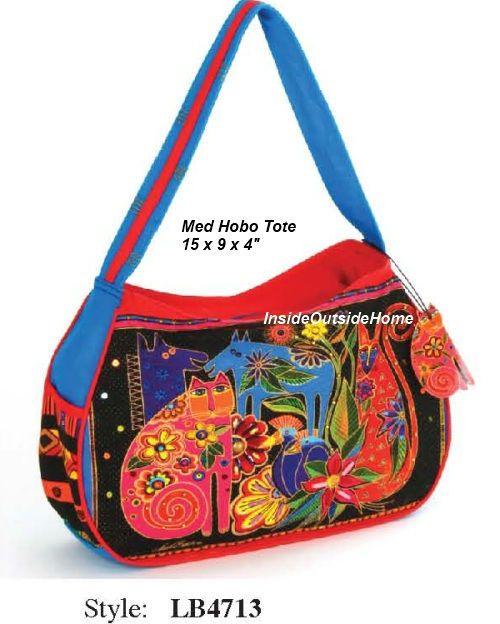 Laurel Burch Med Hobo Tote Bag Kindred Creatures Cat Dog Bird Horse 