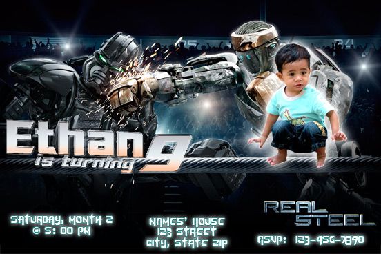 Real Steel (movie) BIRTHDAY INVITATION FASTSERVICE CARD TICKETS 