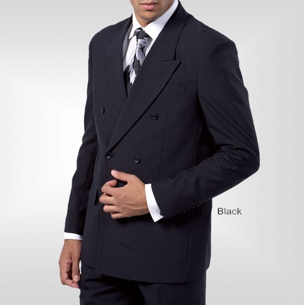 Mens 2 Button Double Breasted Milano Moda Suits Black sty 901  