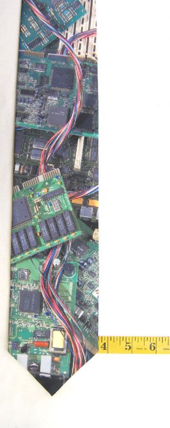 RALPH MARLIN COMPUTER CIRCUIT BOARD GREEN NECK TIE  