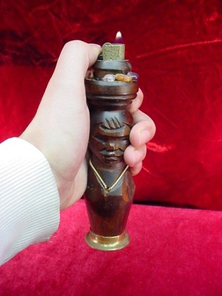 Vintage WOODEN FIGURAL LIGHTER HOLDER South American  