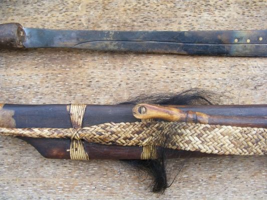 LARGE PARANG ILANG ~Deer Horn Hilt & Scabbard~ Borneo WEAPON SWORD 