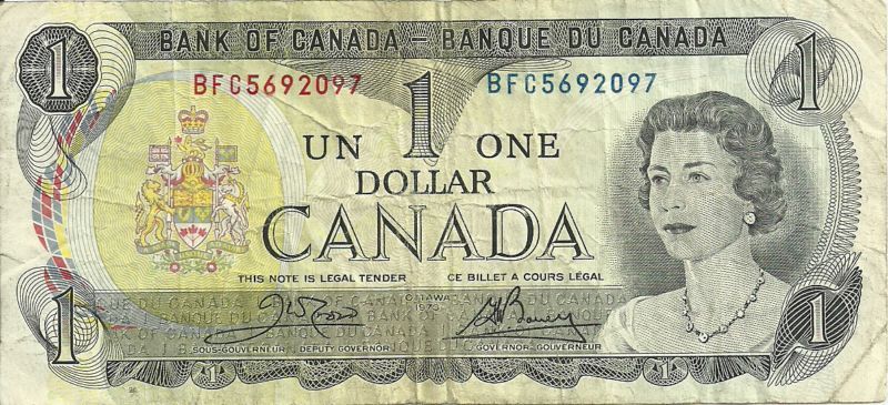 Canada 1973 Note 1 dollar P 85a Banknote circ #097  