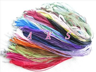 50pcs Mixed Silk Ribbon Organza Necklace cords 18 cgng  