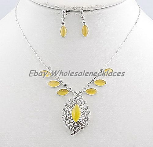 Wholesale 6Set Cat Eyes Rhinestone Necklaces&Earrings  