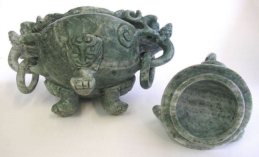 CHINESE SOAPSTONE CENSOR FOO DOGS MythicBeast SCULPTURE  