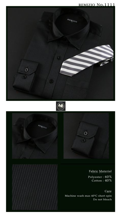 MENS BLACK STRIPES PATTERN CLASSIC DRESS SHIRTS.1111  