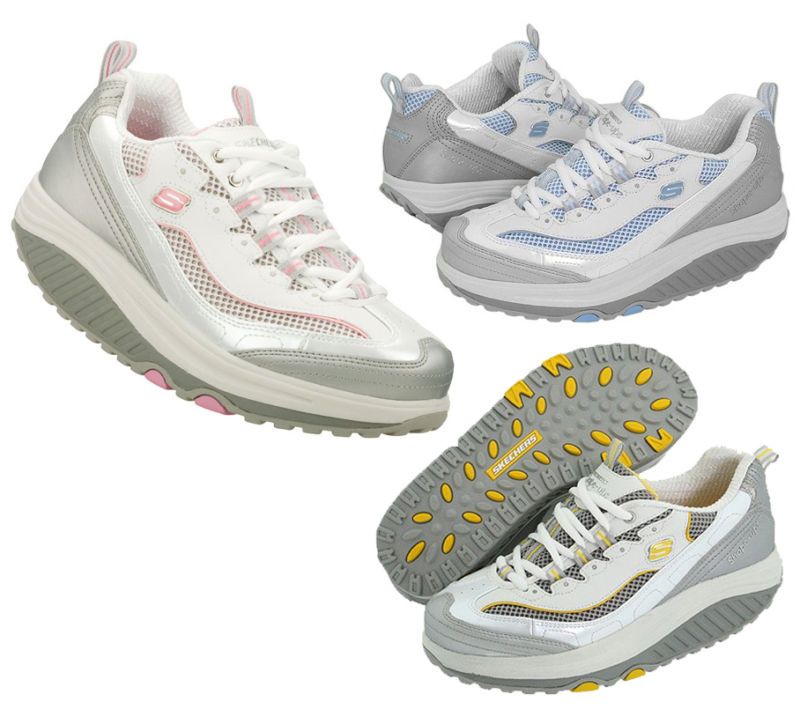 SKECHERS SHAPE UPS 11803 WHITE BLUE PINK JUMP START NEW  