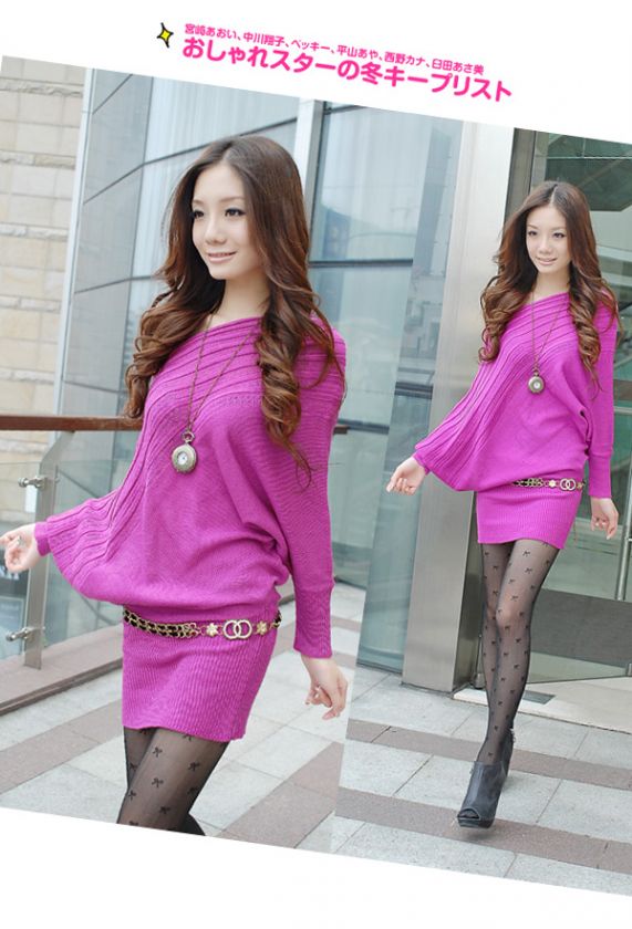 Womens long sleeve BianFuShan wool dress coat grows loose sweater 