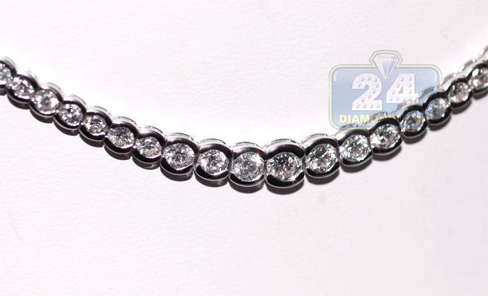 18K White Gold 4.16 ct Diamond Womens Chain Necklace  