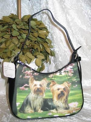 jeweled pair of yorkies small hobo purse shoulder bag adorable