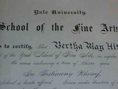 This particular item is a YALE UNIVERSITY School of Fine Arts Diploma 