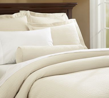 Cameron Organic Cotton Matelasse Duvet Cover, Twin, Natural