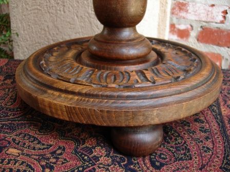 Antique FRENCH OPEN BARLEY TWIST Oak Cigar Pipe Smoke Stand END Table 