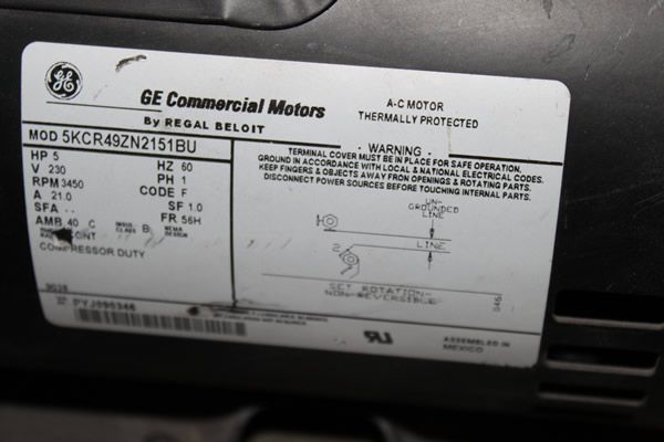 GE 5KCR49ZN2151BU THERMALLY PROTECTED 5HP 230V A C MOTOR  