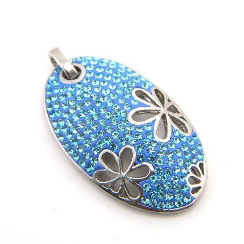   Blue Crystal Gemstone Genuine 925 Sterling Silver Pendant 7.25g  