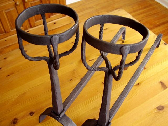 Posset Cup Cresset Antique ANDIRONS Hand Wrought IRON  