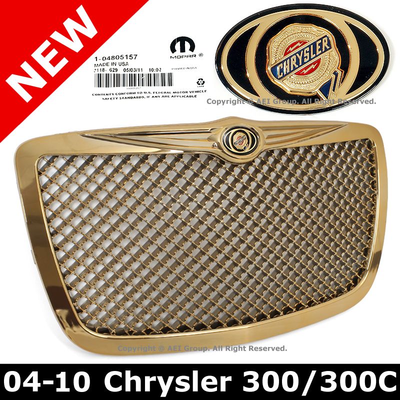 Chrysler 300 / 300C 05 10 Gold Mesh Front Hood Grille Grill + OEM 