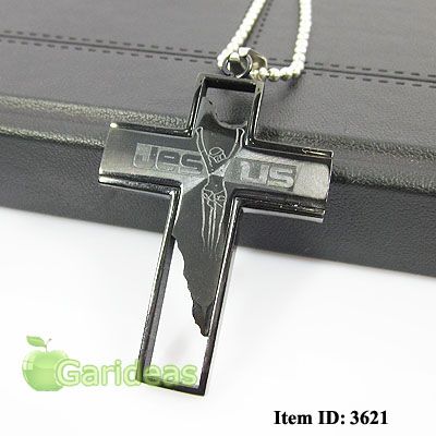   Stainless Steel Jesus Cross Chain Pendant Necklace Item ID3621  