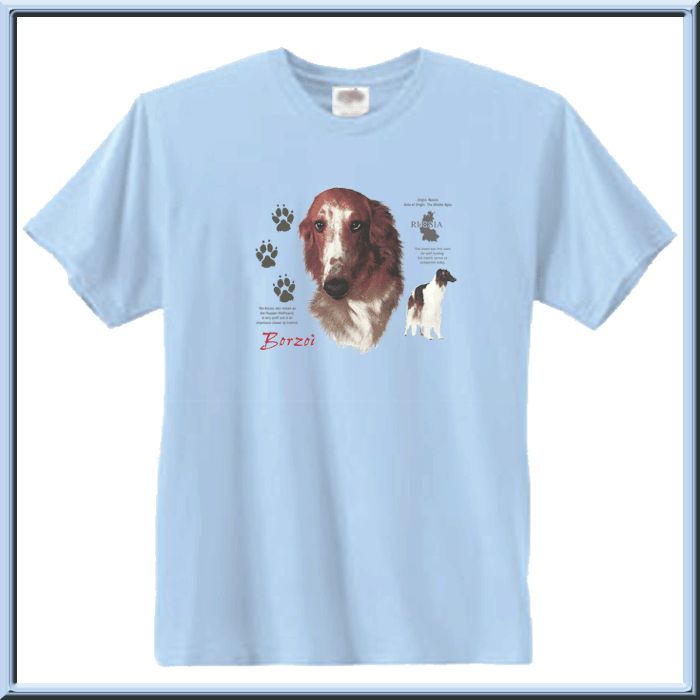 Borzoi Russian Wolfhound Origin T Shirt S,M,L,XL,2X,3X,4X,5X Wolf 