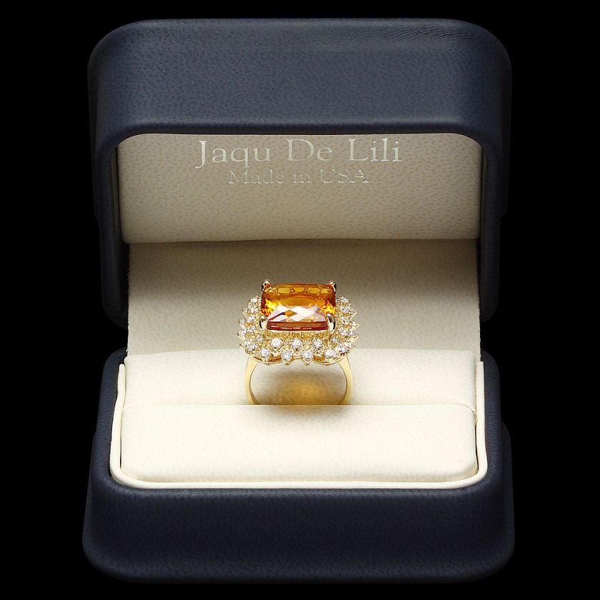 6500 CERTIFIED 14K YELLOW GOLD 10.00CT CITRINE 1.00CT DIAMOND RING 