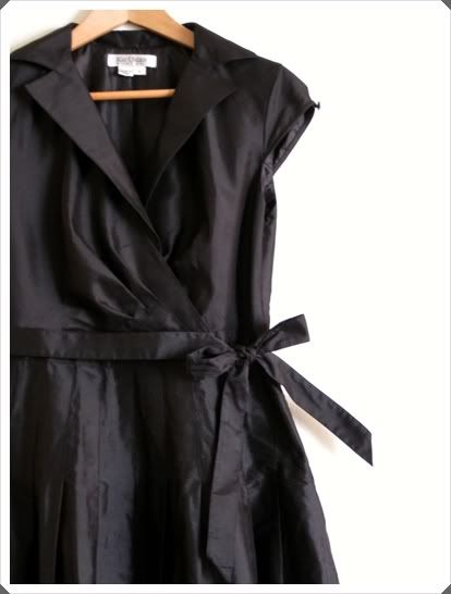 Kay Unger Black Silk Taffeta Cocktail Dress 8 M VTG 50s Insp Party 