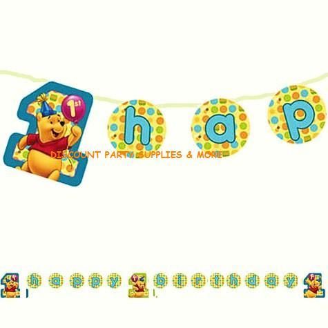 Winnie the Pooh First Birthday Banner Party Supplies  