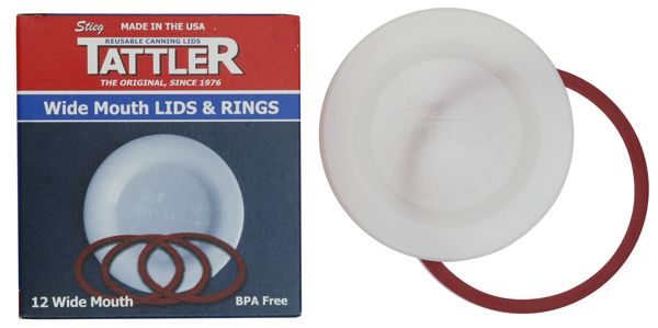 Tattler Wide Mouth Lids & Rings Box of 12 (WIDEMOUTH)