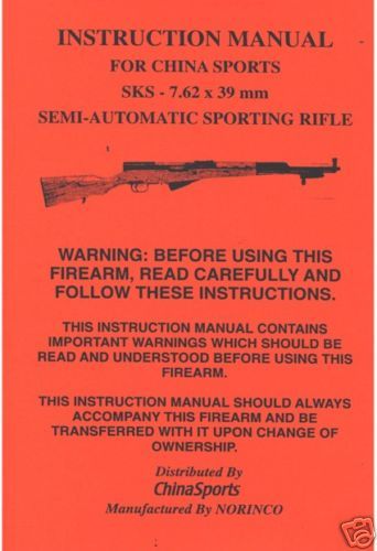 SKS 7.62x39 mm SPORTING RIFLE OWNERS GUN MANUAL CS  