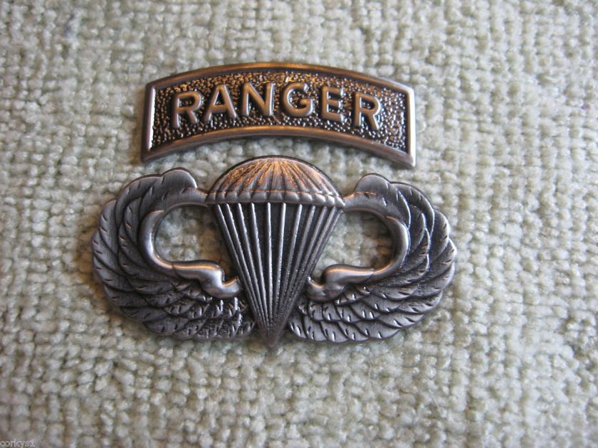   Ranger Jump Wings & Tab Badges 75th Parachute Pin US Army Ranger Pin