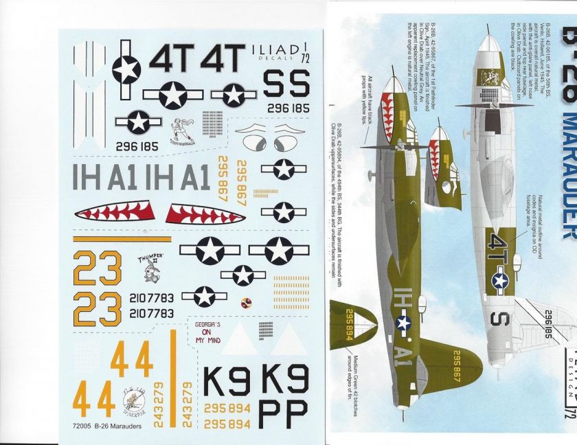 ILIAD DECALS 1/72 B 26 MARAUDER  