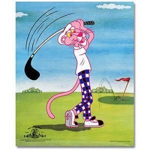 New Large Pink Panther Golf Animation Sericel 14 X 16  