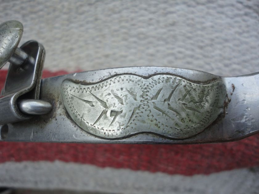   WESTERN CROCKETT MARKED RARE MUSTACHE SILVER MNTD HANDMADE SPURS