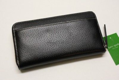 KATE SPADE Wellesley Neda Leather Zip Around Wallet   Black / New With 