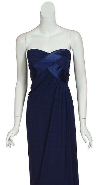 Classy A.B.S. ABS Navy Blue Strapless Gown Dress 4 NEW  