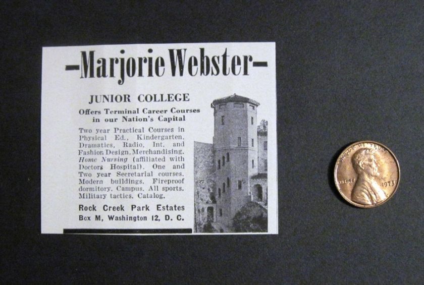 1943 Marjorie Webster Junior College Washington DC Ad  