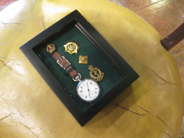   LONGINES POCKET WATCH IN MINI MILITARY WATCH BOX WITH BADGES  