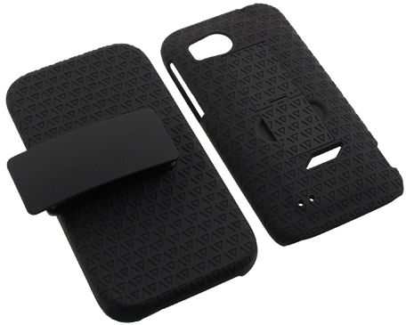 NEW BLACK HARD CASE + BELT CLIP HOLSTER + STAND FOR VERIZON HTC 