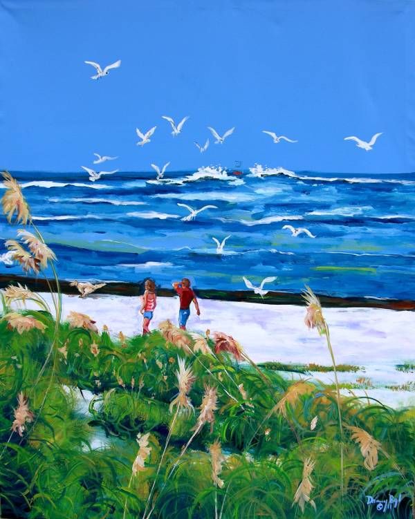 Walking the Beach is a 5ft(h) x 4ft(w) acrylic on canvas painting by 