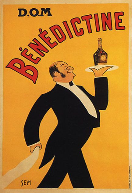 BENEDICTINE LIQUOR ALCOHOL WAITER VINTAGE REPRO POSTER  