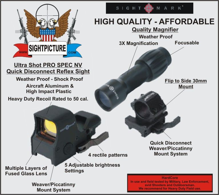 RED DOT ULTRA SHOT PRO SPEC SIGHT NV WITH 3X MAGNIFIER COMBO  