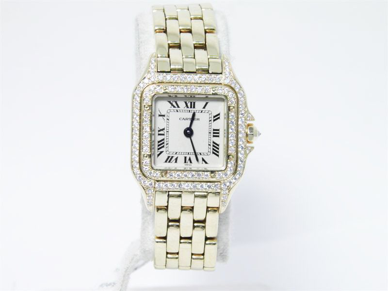   Womens Cartier Panthere Wrist Watch w/ Custom Diamond Bezel  