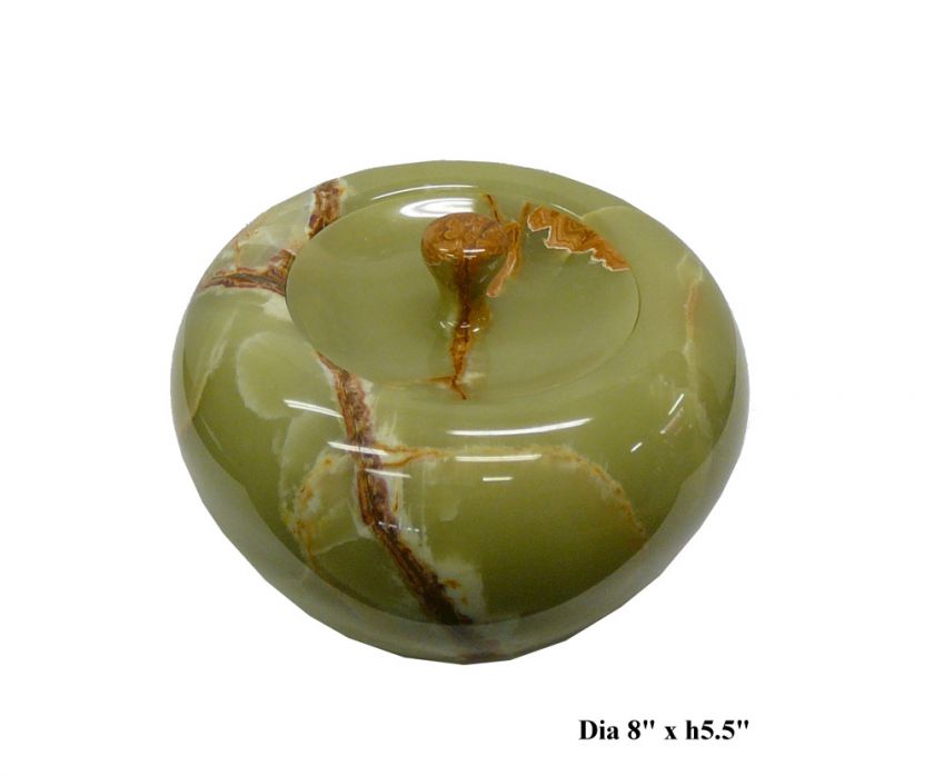 Jade Stone Carved Apple Shape Bowl Container s1837  