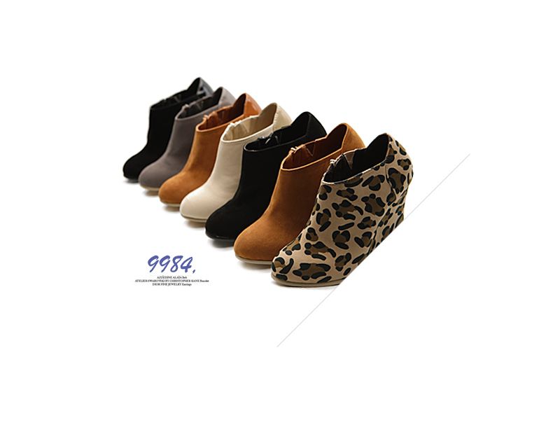   Shoes Faux Suede Fashion Ankle Plain Boots Wedge High Heels  