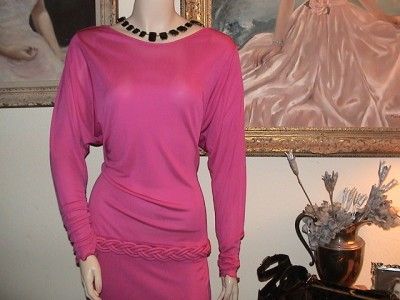 Anna Molinari hot pink drape back dress 48 12 NWT $1075  