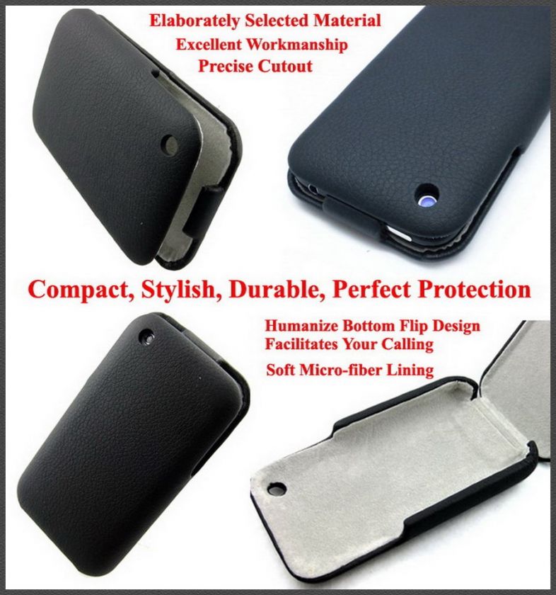 Leather Pouch Case Cover Black For Apple iPhone 3G 3GS  