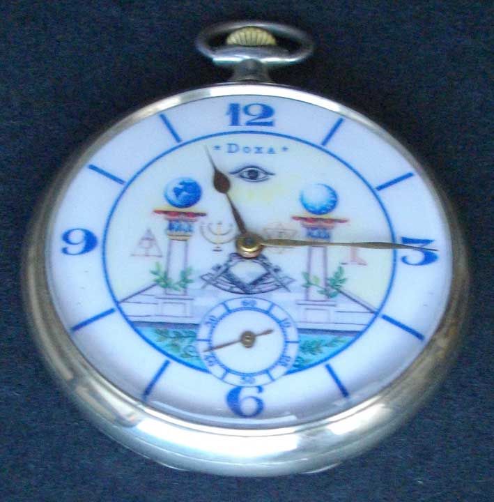 Very nice swiss made DOXA LOCLE pocket watch. Masonic dial. Working 