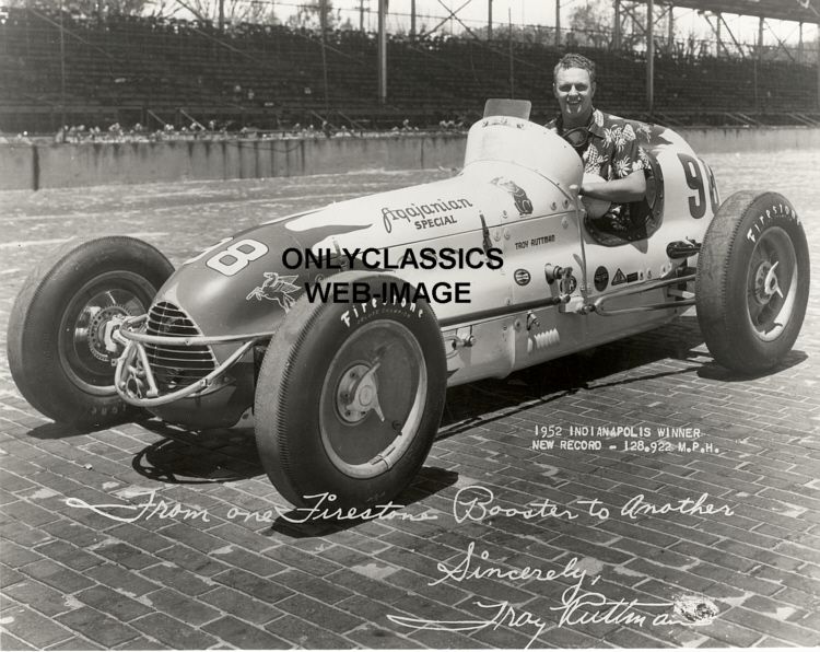 1952 AGAJANIAN 98 TROY RUTTMAN INDY 500 FIRESTONE PHOTO  