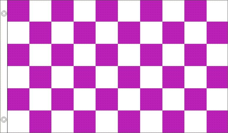 CHECKERED PURPLE & WHITE FLAG 3 X 5  