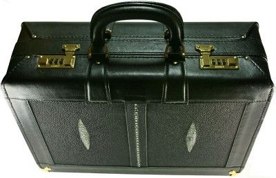 MENS GENUINE BLACK STINGRAY LEATHER ATTACHE CASE PRSTEB01 G